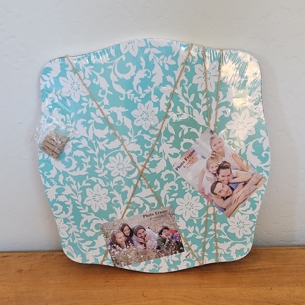 Floral Aqua and White Photo Display Board